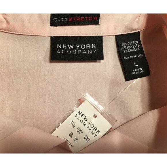 NEW YORK & COMPANY “City Stretch” Fitted STRETCH Blouse, PINK, NWT, Size L - Picture 3 of 8